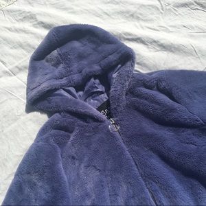 purple fuzzy fluffy zip up hoodie